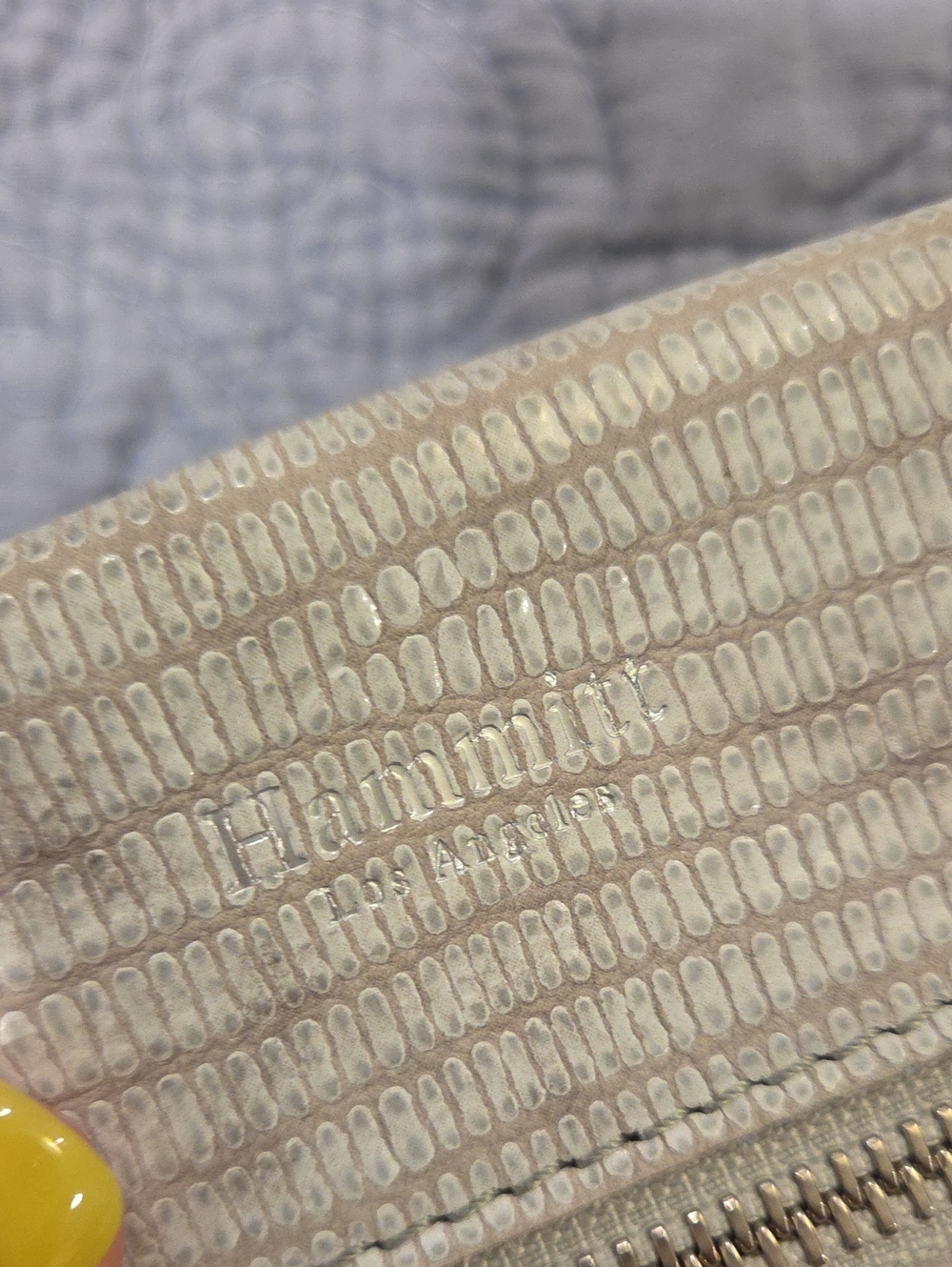 Hammitt Tony Leather Crossbody Bag - Light Grey Textured/Lizard Embossed Bag! - Picture 14 of 14